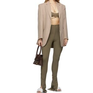 (MSRP: $592) Jacquemus Army Khaki Green Linen Runway Flare Trousers SZ 40